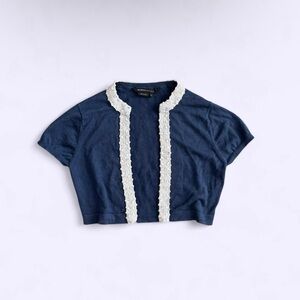 Vintage BCBGMAXAZRIA Y2K Silk Cotton Blend Shrug Rhinestones Sequins S